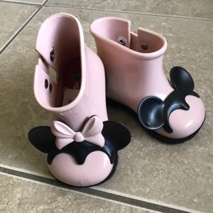 Mini Melissa Mickey and Minnie Pink Rainboots